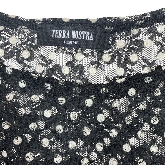TERRA NOSTRA Polka Dot Dark Navy Blue dress SZ MED - Picture 11 of 12